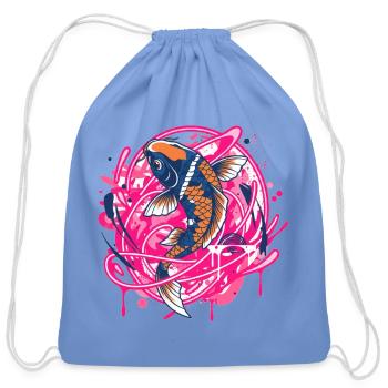 Koi Neon Splash Art - Cotton Drawstring Bag - carolina blue - Front