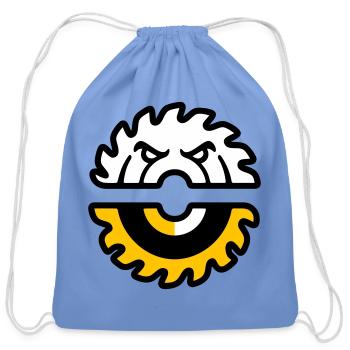 Circular Saw Face Graphic - Cotton Drawstring Bag - carolina blue - Front