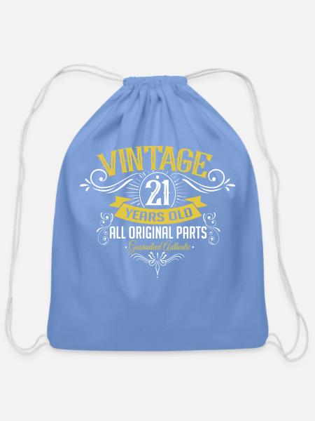 21st birthday all Ogirinale PARTs - Cotton Drawstring Bag - carolina blue