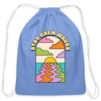 STAY CALM WAVES - Cotton Drawstring Bag - carolina blue - Front