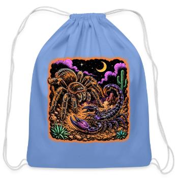 Desert Night Predator Tarantula Scorpion - Cotton Drawstring Bag - carolina blue - Front