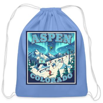 Aspen Colorado winter sports ski snowboard winter  - Cotton Drawstring Bag - carolina blue - Front