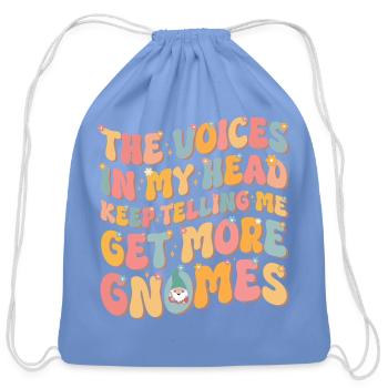 Voix dans ma tête Get More Gnomes Graphisme rétro - Sac à cordon en coton - bleu caroline - Devant