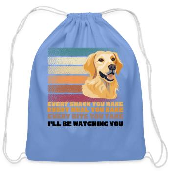 every meal you bake retro sunset golden retriever - Cotton Drawstring Bag - carolina blue - Front