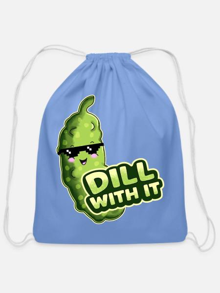 Dill With It Pickle - Cotton Drawstring Bag - carolina blue