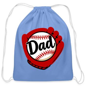 Baseball Dad - Cotton Drawstring Bag - carolina blue - Front