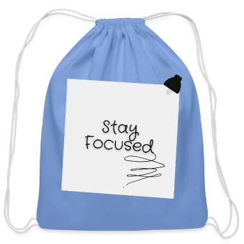 Keep Your Focus Sticky Note Daily Productivity Quo - Cotton Drawstring Bag - carolina blue - Front