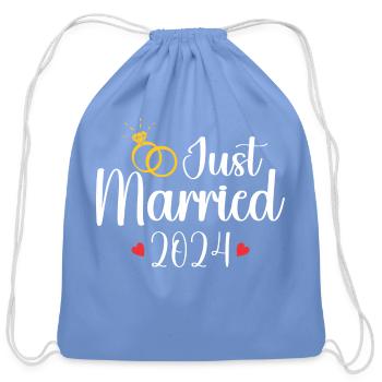 Just Married 2024 - Cotton Drawstring Bag - carolina blue - Front