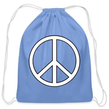 Classic Peace Sign Symbol - Cotton Drawstring Bag - carolina blue - Front