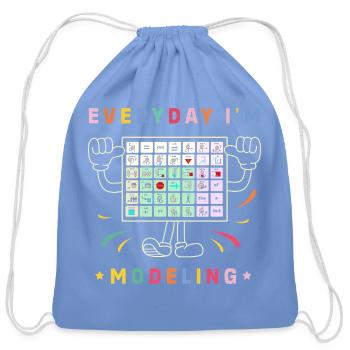 Speech Therapist AAC Device - Cotton Drawstring Bag - carolina blue - Front