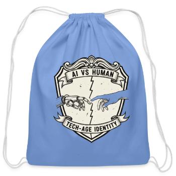 AI vs Human Tech Identity - Cotton Drawstring Bag - carolina blue - Front