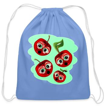CHERRIES SURPRISE FAMILY - Cotton Drawstring Bag - carolina blue - Front