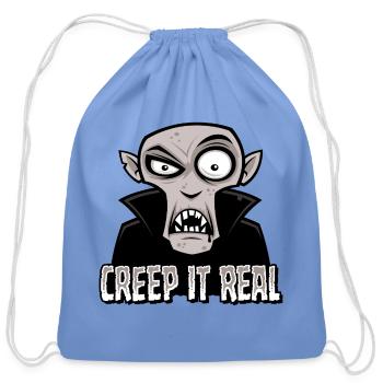 Creep It Real Classic Horror Vampire Design - Cotton Drawstring Bag - carolina blue - Front