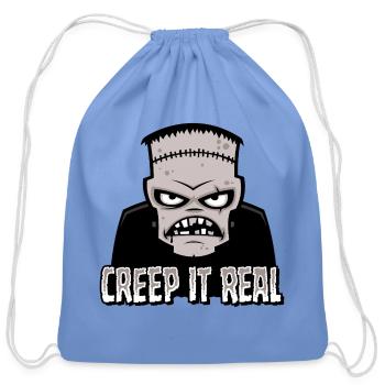 Creep It Real Classic Horror Monster Design - Cotton Drawstring Bag - carolina blue - Front