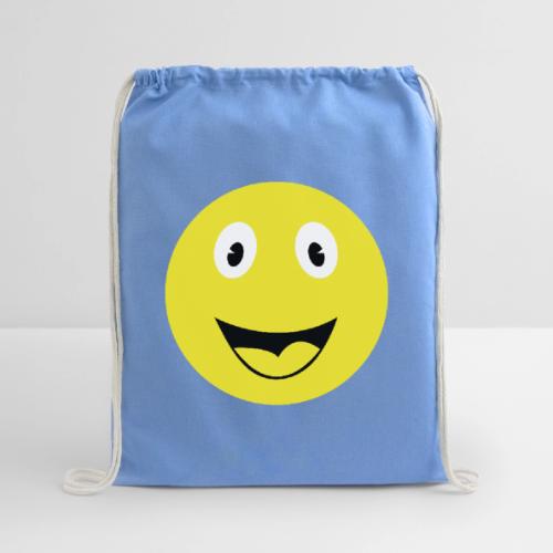 Yellow Happy Face Print - Cotton Drawstring Bag