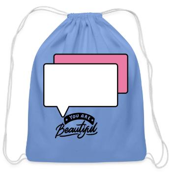 Chat Bubbles: Pink & White Duo - Cotton Drawstring Bag - carolina blue - Front