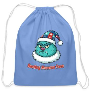 Resting Monster Santa Face - Cotton Drawstring Bag - carolina blue - Front