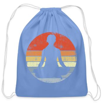 Yogi Drawing - Cotton Drawstring Bag - carolina blue - Front
