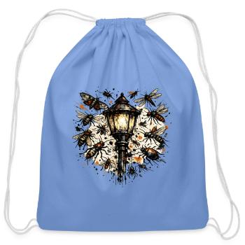 Nocturnal Lantern Swarm - Cotton Drawstring Bag - carolina blue - Front
