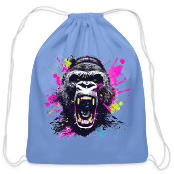 Neon Splash Gorilla Roar - Cotton Drawstring Bag - carolina blue - Front