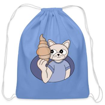 Funny Croissant Cat - Cotton Drawstring Bag - carolina blue - Front