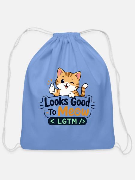 Looks Good To Meow – LGTM Programmer Cat T-Shirt - Cotton Drawstring Bag - carolina blue