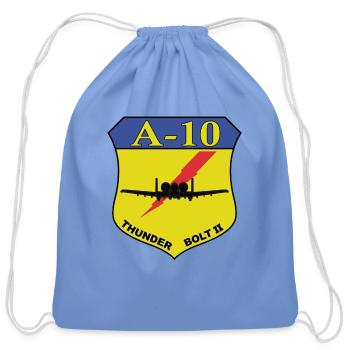 A-10 Thunderbolt II Shield - Cotton Drawstring Bag - carolina blue - Front