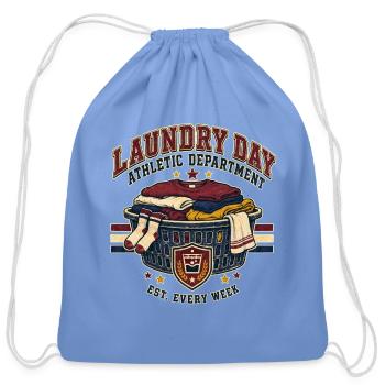 Laundry Day Athletics Retro Crest - Cotton Drawstring Bag - carolina blue - Front