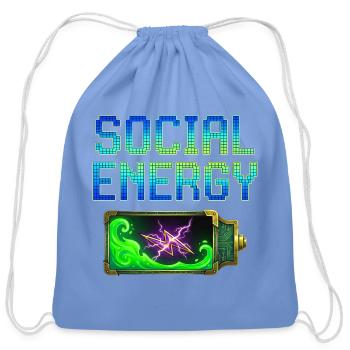 Social Energy Neon Pixel T-Shirt - Cotton Drawstring Bag - carolina blue - Front