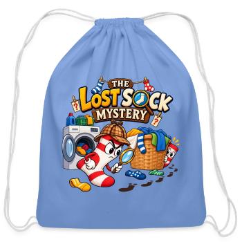 Lost Sock Mystery: Sock Detective - Cotton Drawstring Bag - carolina blue - Front