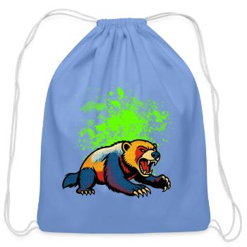 Neon Bear PopArt Splash - Cotton Drawstring Bag - carolina blue - Front