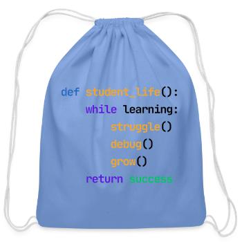 Student Life Python Code Funny Programmer - Cotton Drawstring Bag - carolina blue - Front