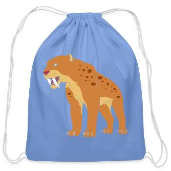 Sabertooth Tiger Prehistoric Cat Smilodon - Cotton Drawstring Bag - carolina blue - Front
