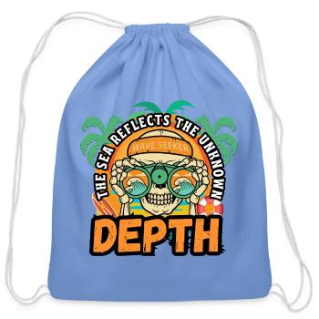 Depth Wave Seeker Skull - Cotton Drawstring Bag - carolina blue - Front