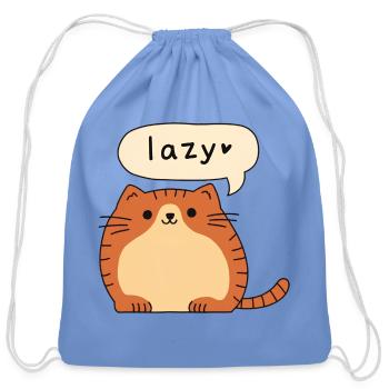 Cute Lazy Orange Kawaii Cat - Funny Chubby Tabby - Cotton Drawstring Bag - carolina blue - Front