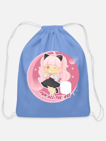 fun_all_the_way - Cotton Drawstring Bag - carolina blue