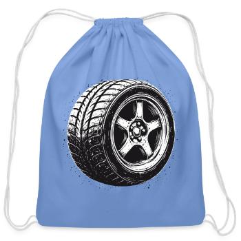 Vintage Motorsport Design Car Tire Rim - Cotton Drawstring Bag - carolina blue - Front