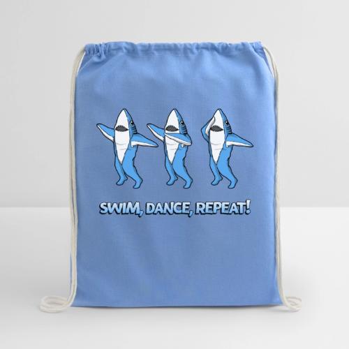Dancing Sharks - Swim, Dance, Repeat - Cotton Drawstring Bag