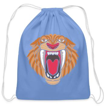 Prehistoric Sabertooth Tiger Smilodon - Cotton Drawstring Bag - carolina blue - Front