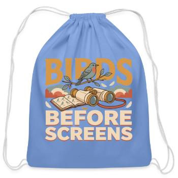 birds before screens - Cotton Drawstring Bag - carolina blue - Front
