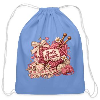 Soft Heart. - Cotton Drawstring Bag - carolina blue - Front
