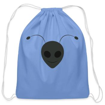 Alien Ant Face Design Black - Cotton Drawstring Bag - carolina blue - Front