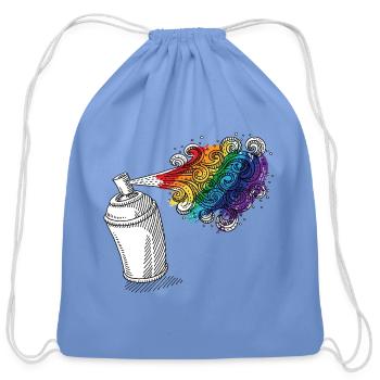 Rainbow Burst Graffiti Spray Swirl - Cotton Drawstring Bag - carolina blue - Front