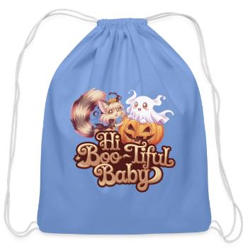 Hi Boo-Tiful Baby Halloween - Cotton Drawstring Bag - carolina blue - Front