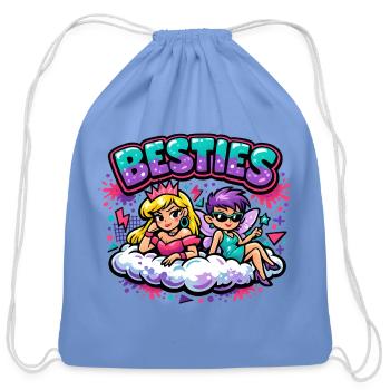 Besties Cloud Duo - Cotton Drawstring Bag - carolina blue - Front