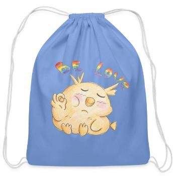 Chubby Zen Duck - Cotton Drawstring Bag - carolina blue - Front