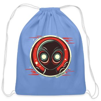 Cosmic Alien Face Illustration - Cotton Drawstring Bag - carolina blue - Front