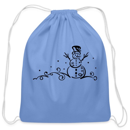 Winter. Little Snowmen with snowflakes. - Cotton Drawstring Bag