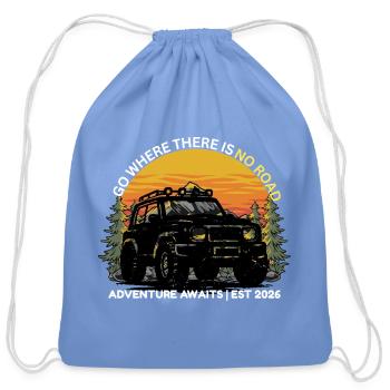 GO_WHERE_THERE_IS NO ROAD - Cotton Drawstring Bag - carolina blue - Front