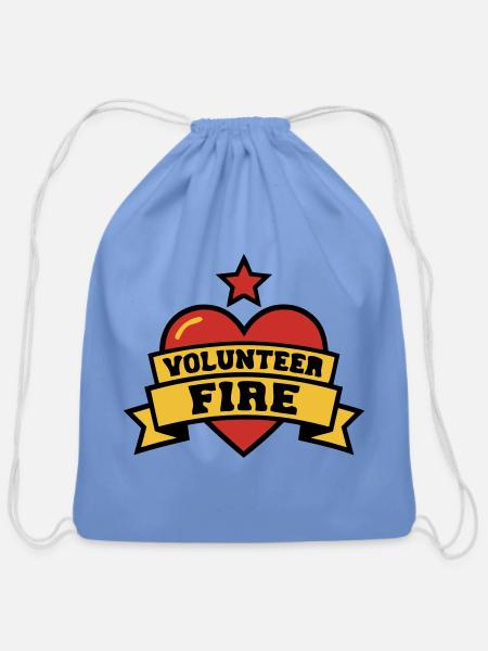 Volunteer Fire Heart Logo - Cotton Drawstring Bag - carolina blue